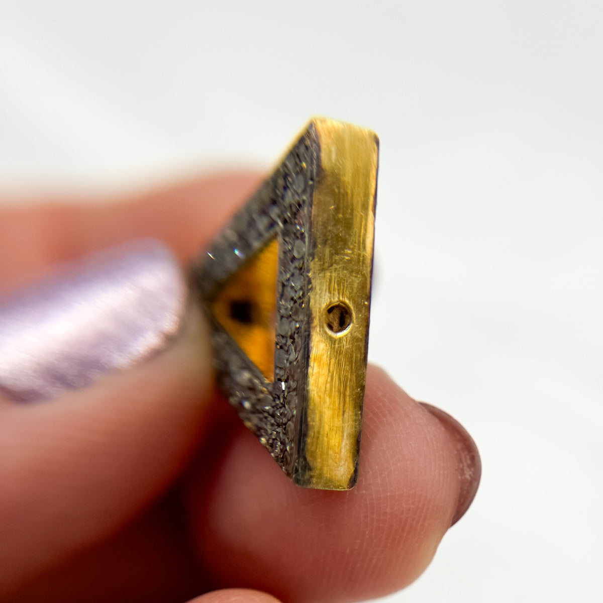 DC840. Diamond Sterling Silver Triangle Bead