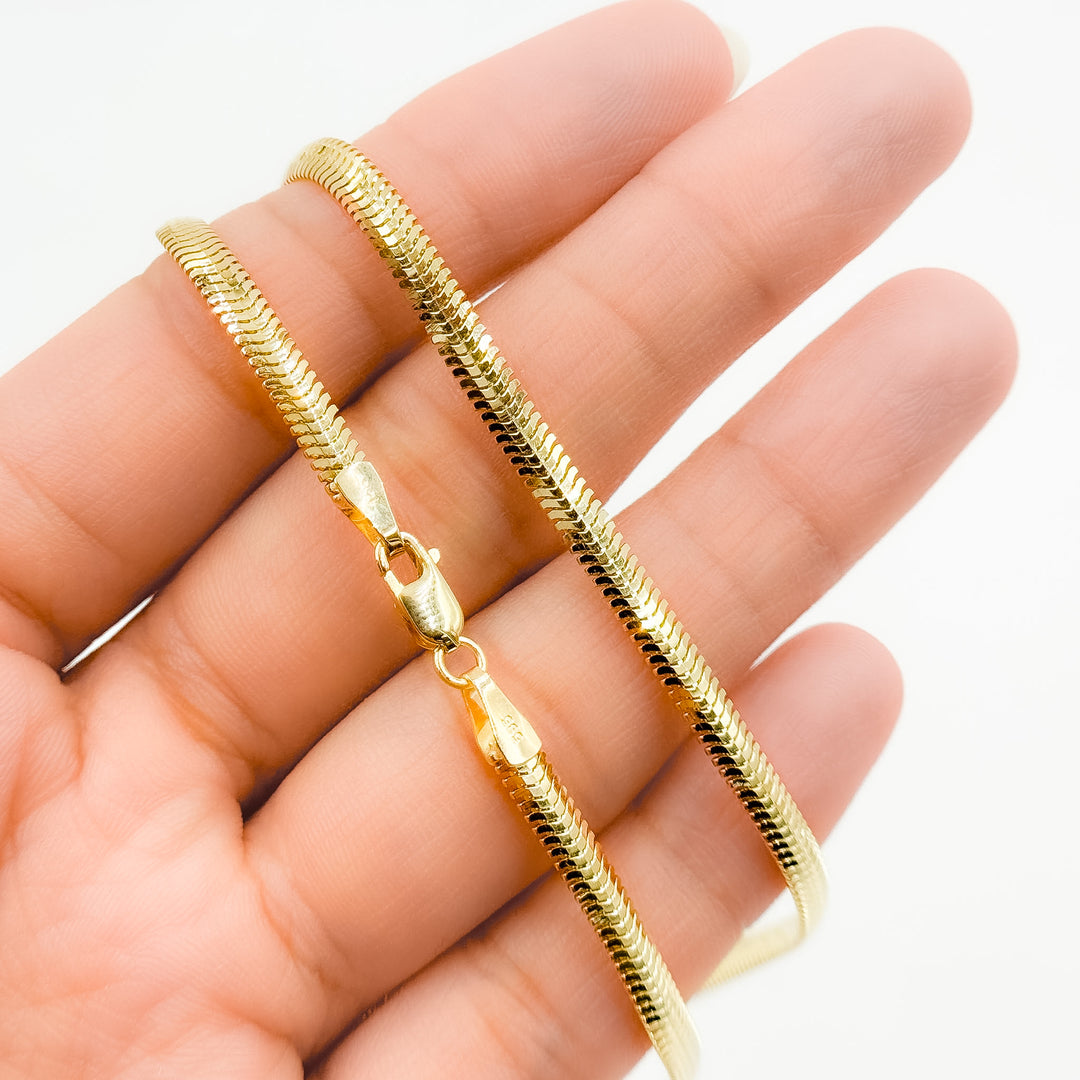 330CCTDBRA8. 14K Solid Gold Flat Snake Necklace