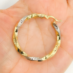 Load image into Gallery viewer, 14K Gold Two Tone Twisted Hoop with Texture. GER126
