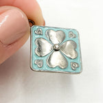 Load image into Gallery viewer, DP781A. Diamond Sterling Silver Square Flower Enamel Pendant
