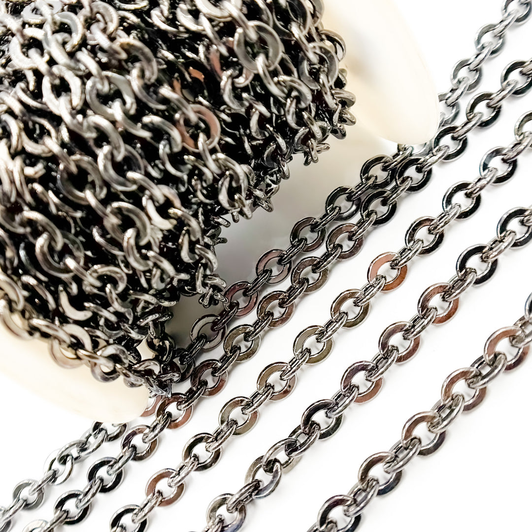 V67BR. Black Rhodium Sterling Silver Cable Chain