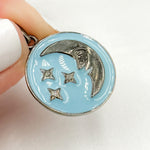 Load image into Gallery viewer, DP582A. Diamond Sterling Silver Round Moon and Star Enamel Pendant
