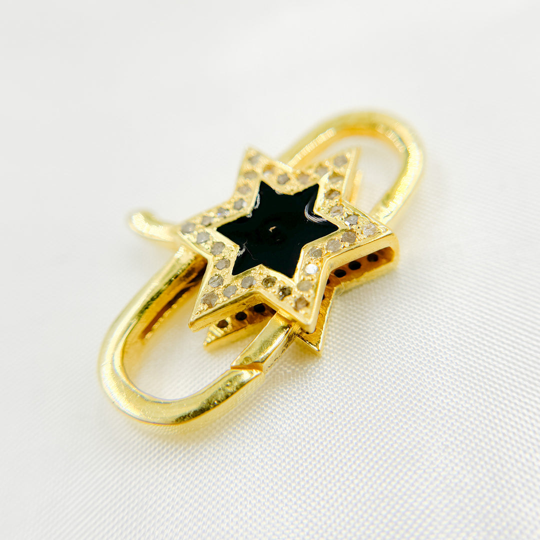 DC610. Diamond & Sterling Silver  Star Trigger Clasp with Enamel