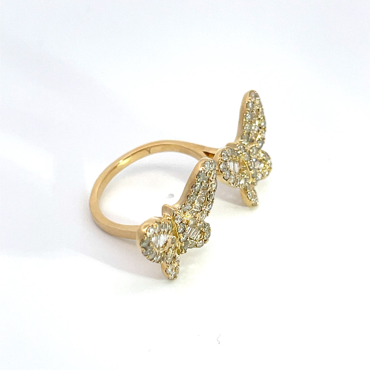 14k Solid Gold Diamond Butterfly Ring.