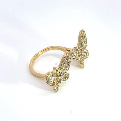 14k Solid Gold Diamond Butterfly Ring.