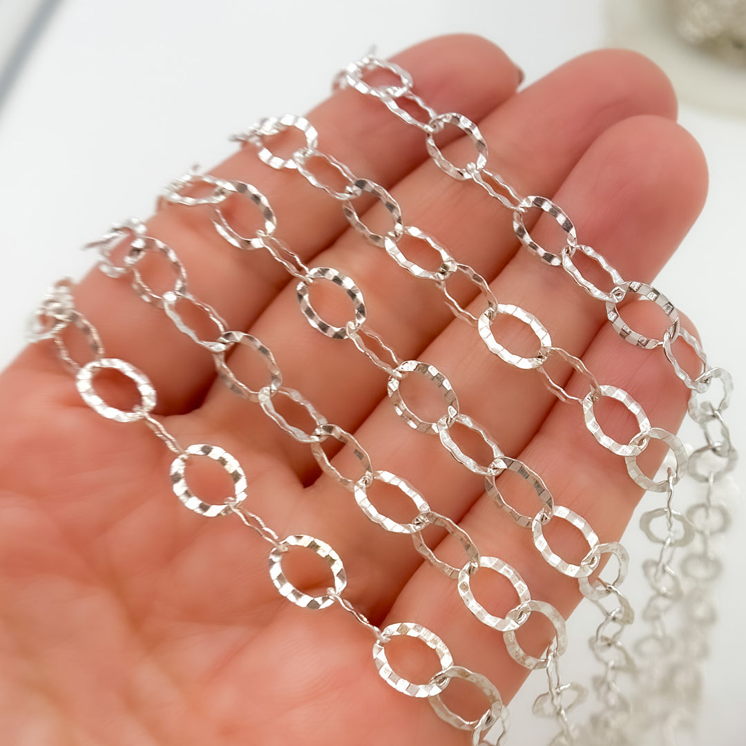Y97SS. Sterling Silver Hammered Round Link Chain