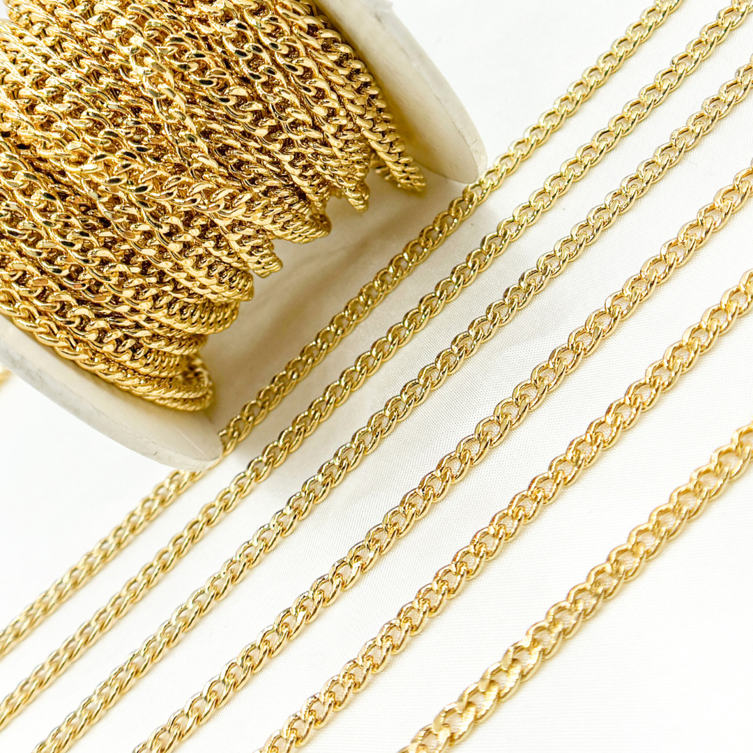 Gold Plated 925 Sterling Silver Curb Chain. V43GP