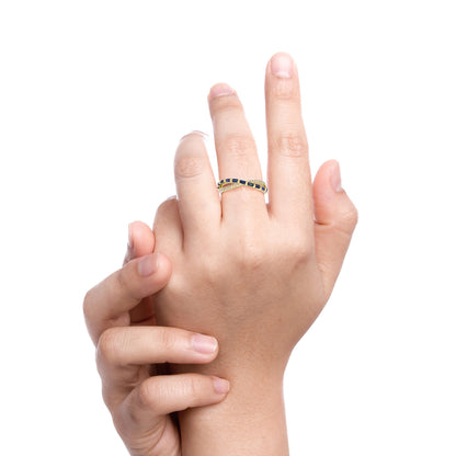Yellow Gold Diamond and Gemstone Cross Ring