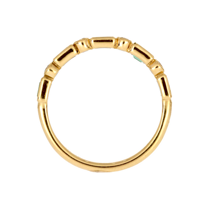 RAC02421EM. 14K Solid Gold Diamond and Emerald Ring