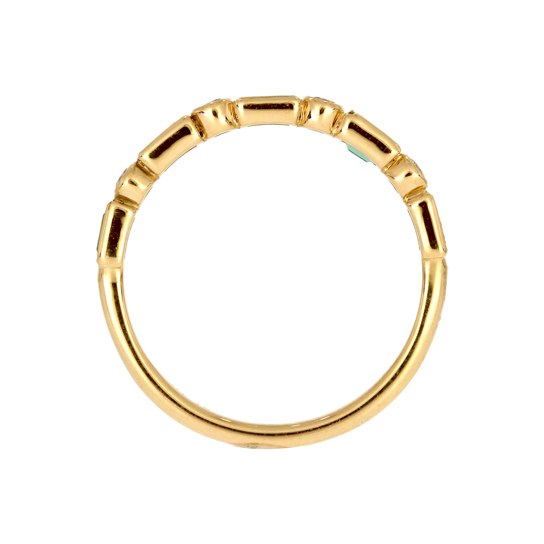RAC02421EM. 14K Solid Gold Diamond and Emerald Ring
