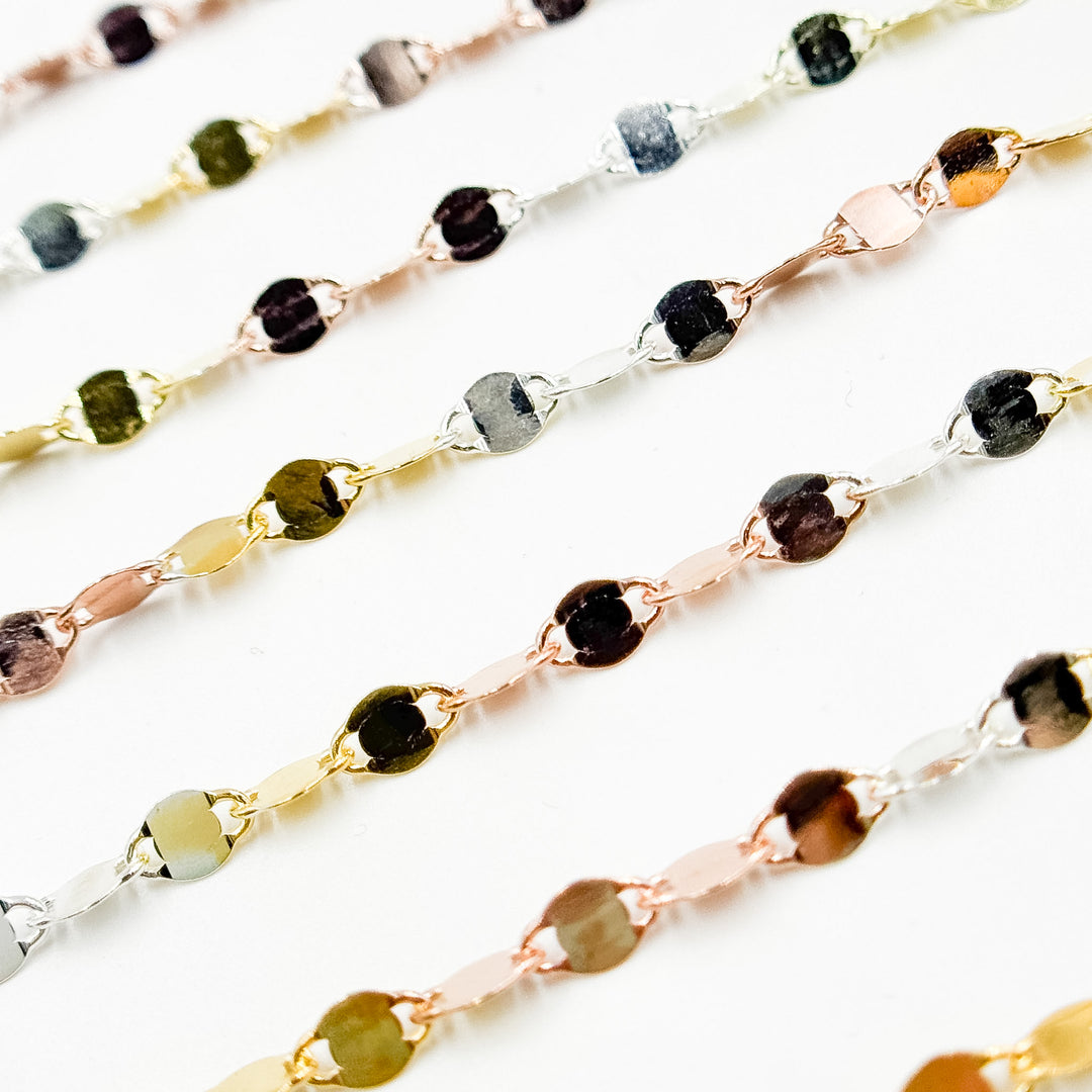 Z122GSR. White Silver, Gold Plated, and Rose Gold Plated Silver Marina Chain