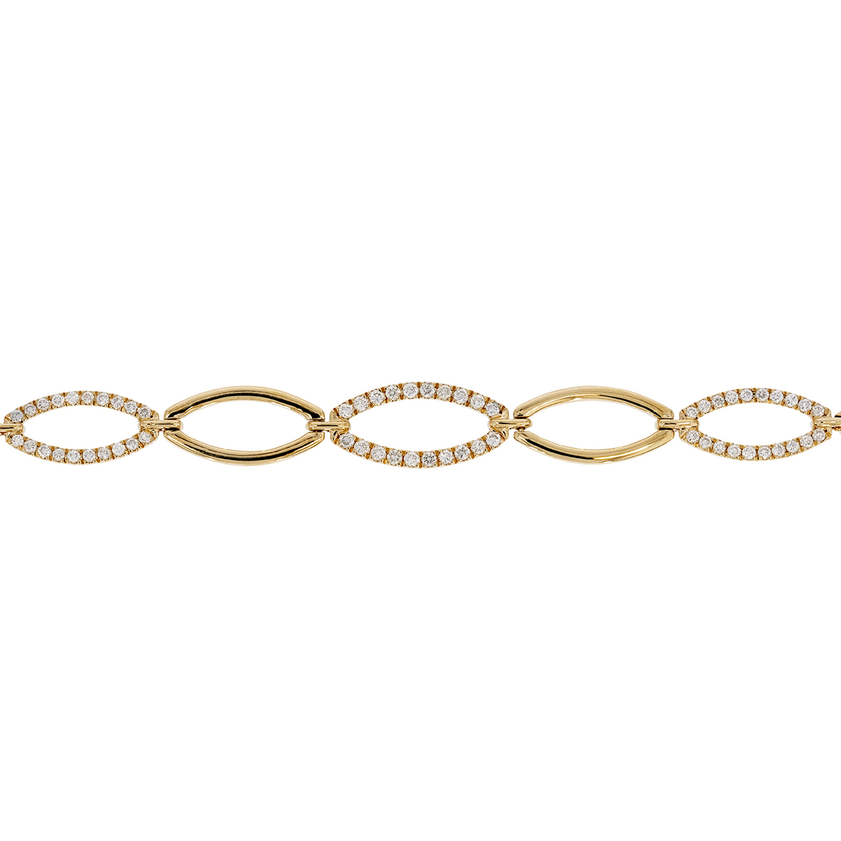 BFH61264. 14K Solid Yellow Gold Diamond Fancy Oval Bracelet