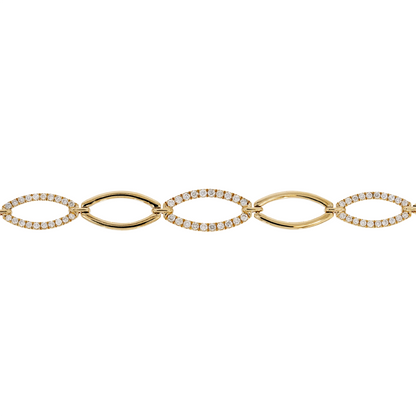 BFH61264. 14K Solid Yellow Gold Diamond Fancy Oval Bracelet