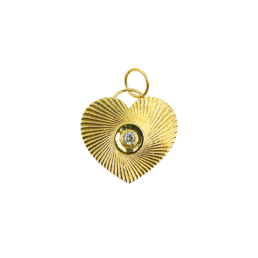 14K Solid Gold with Diamonds Heart Shape Charm. GDP98