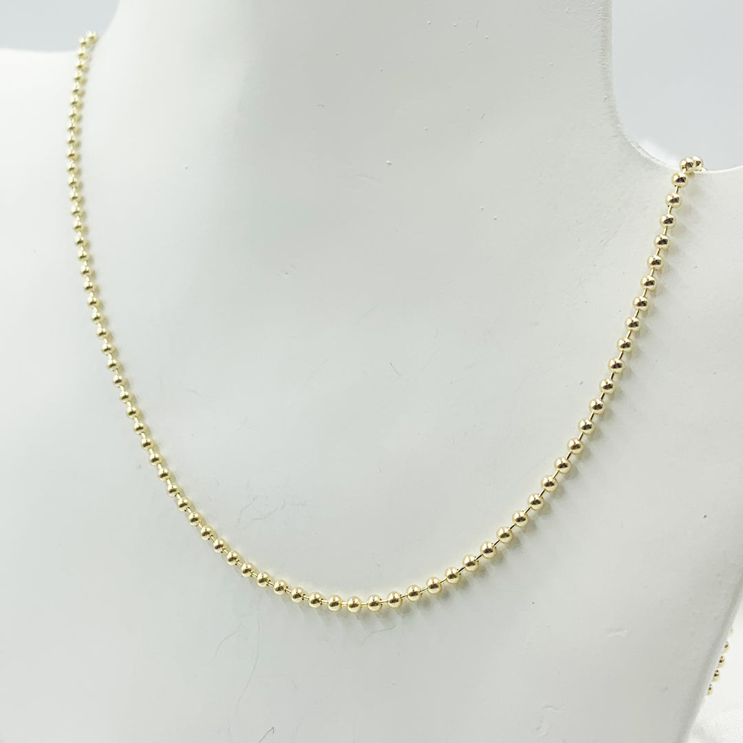 14K Solid Yellow Gold Ball Necklace