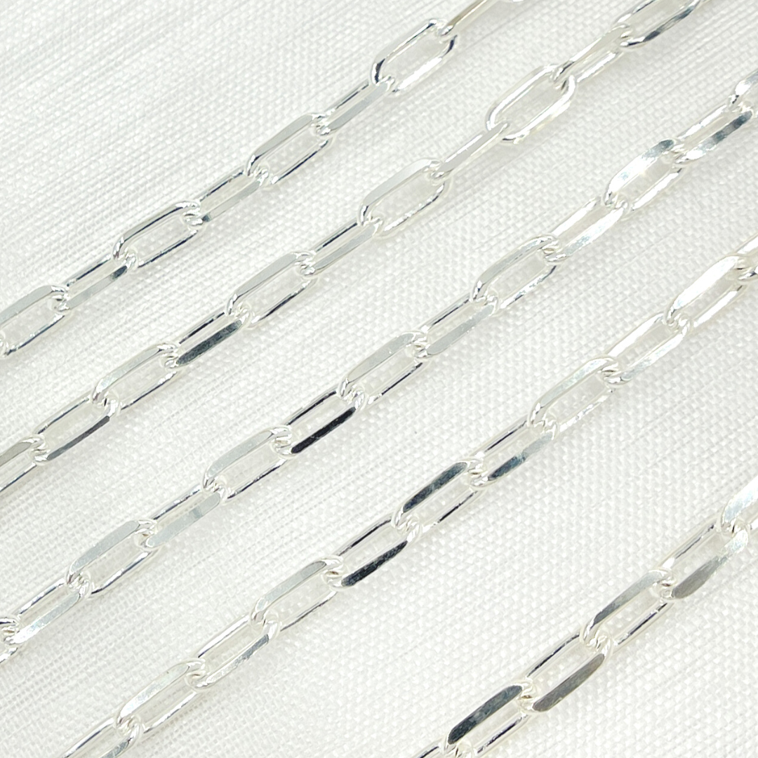 925 Sterling Silver Diamond Cut Paperclip Link Chain. V184SS