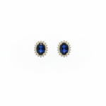 Load image into Gallery viewer, ER113641. 14k Solid Gold Diamond and Gemstone Oval Stud Earrings