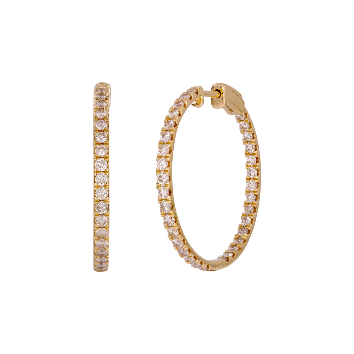 EHR56958. 14K Solid Gold Diamond Hoops