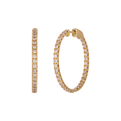 EHR56958. 14K Solid Gold Diamond Hoops