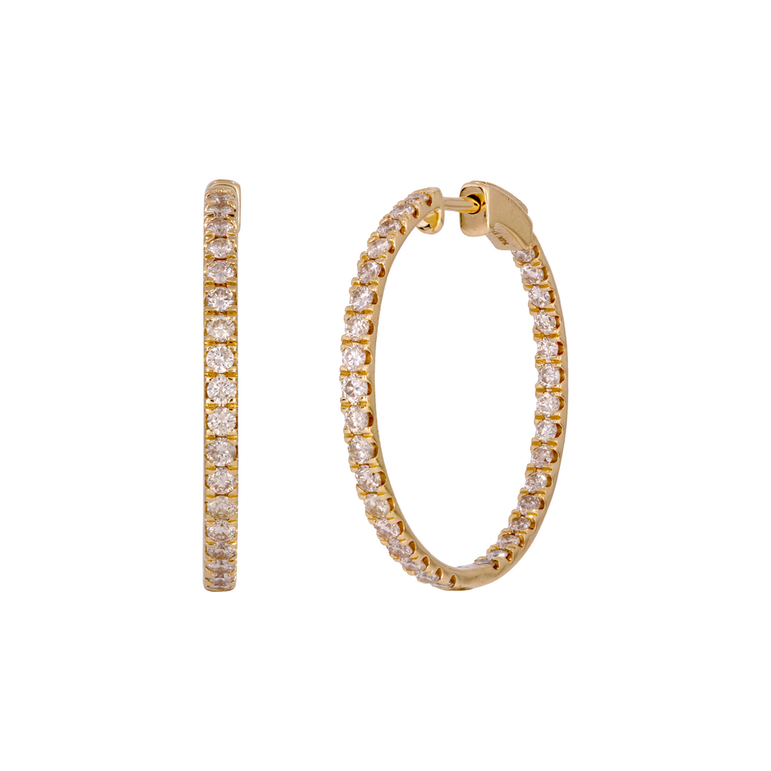 EHR56958. 14K Solid Gold Diamond Hoops