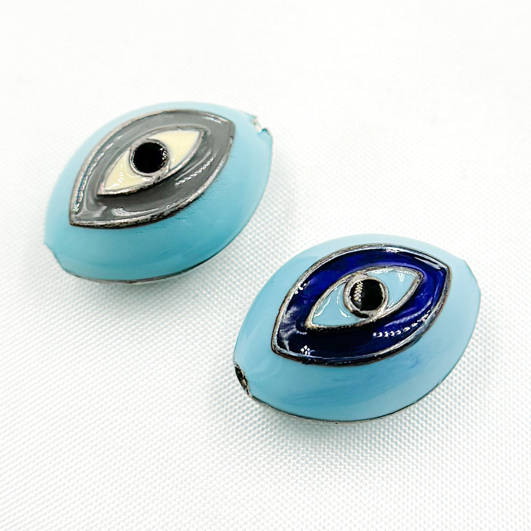 DC562A. Sterling Silver Marquise Eye Enamel Bead