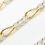 Load image into Gallery viewer, XM/3831C. 14K Gold Filled &amp; Sterling Silver Figaro Link Chain – Long Gold, Short Silver Pattern