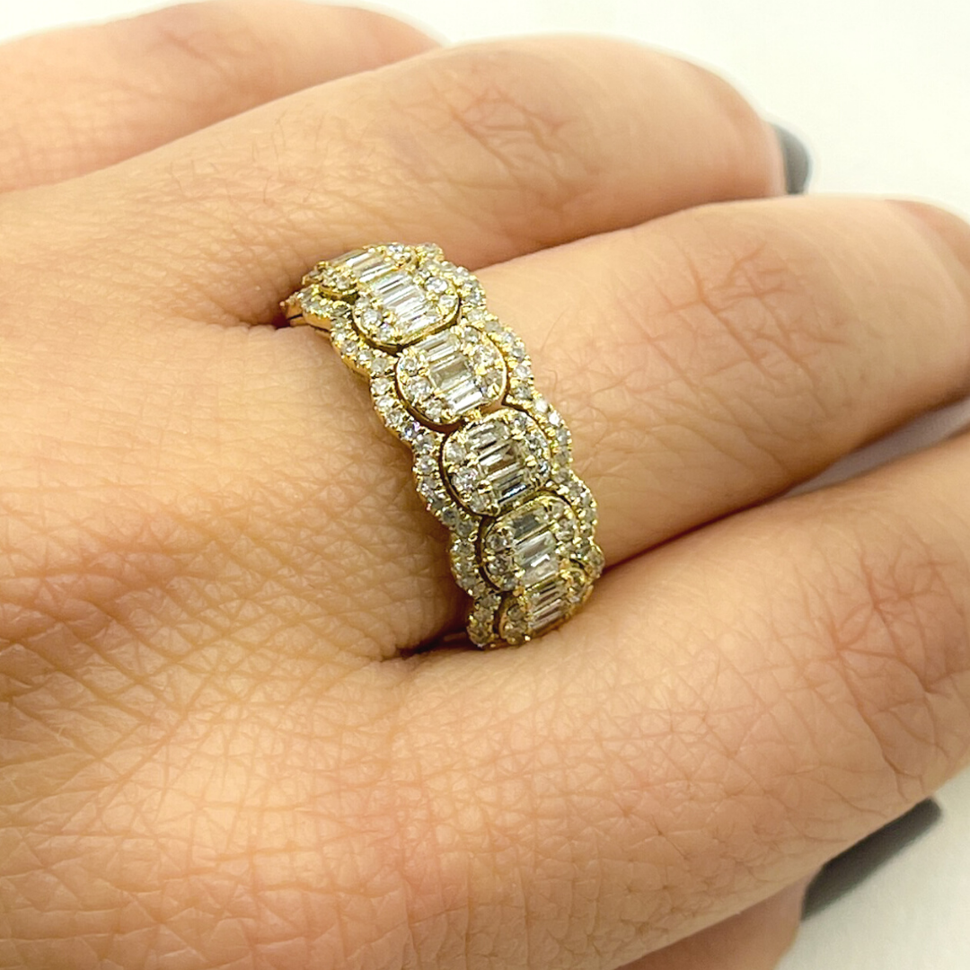 14K Solid Yellow Gold Diamond Band Ring. RAK01367