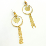 Load image into Gallery viewer, 14K Gold Hoop with Heart and Diamond Cut Ball Earrings. GER109
