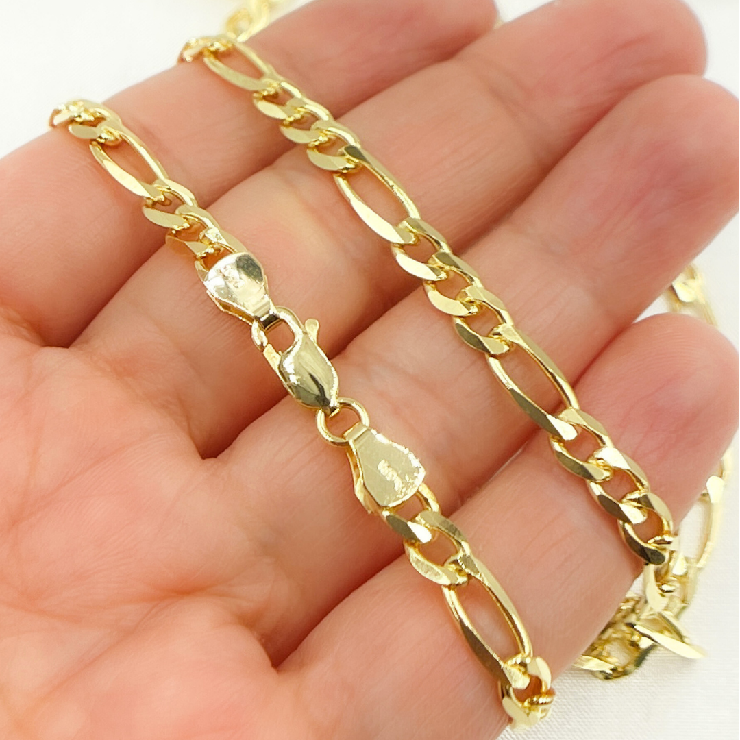 120GA3BGT2A8L001. 14k Solid Yellow Gold Flat Figaro Chain