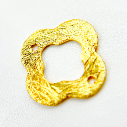 GPBS17. 10mm Gold-plated Sterling Silver Brushed Flower Connector