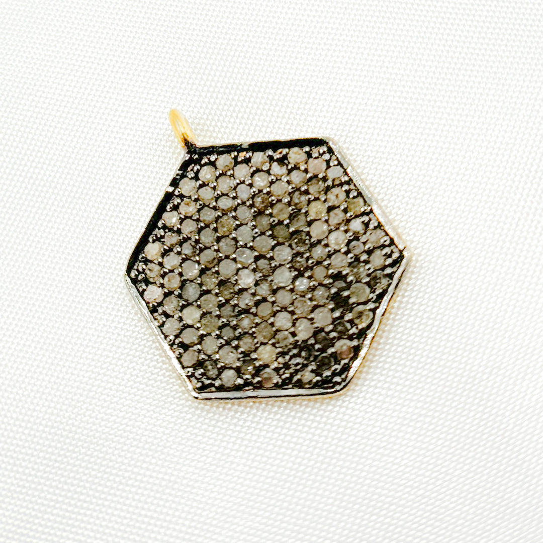 DC416. Diamond Sterling Silver Hexagon Pendant