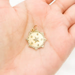 Load image into Gallery viewer, 14K Solid Gold Diamond Sun Shape Charm with Star in the Center in Gemstones. GDP547
