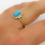 Load image into Gallery viewer, CR97178TQ7X5. 14K Solid Gold Diamond and Turquoise Ring