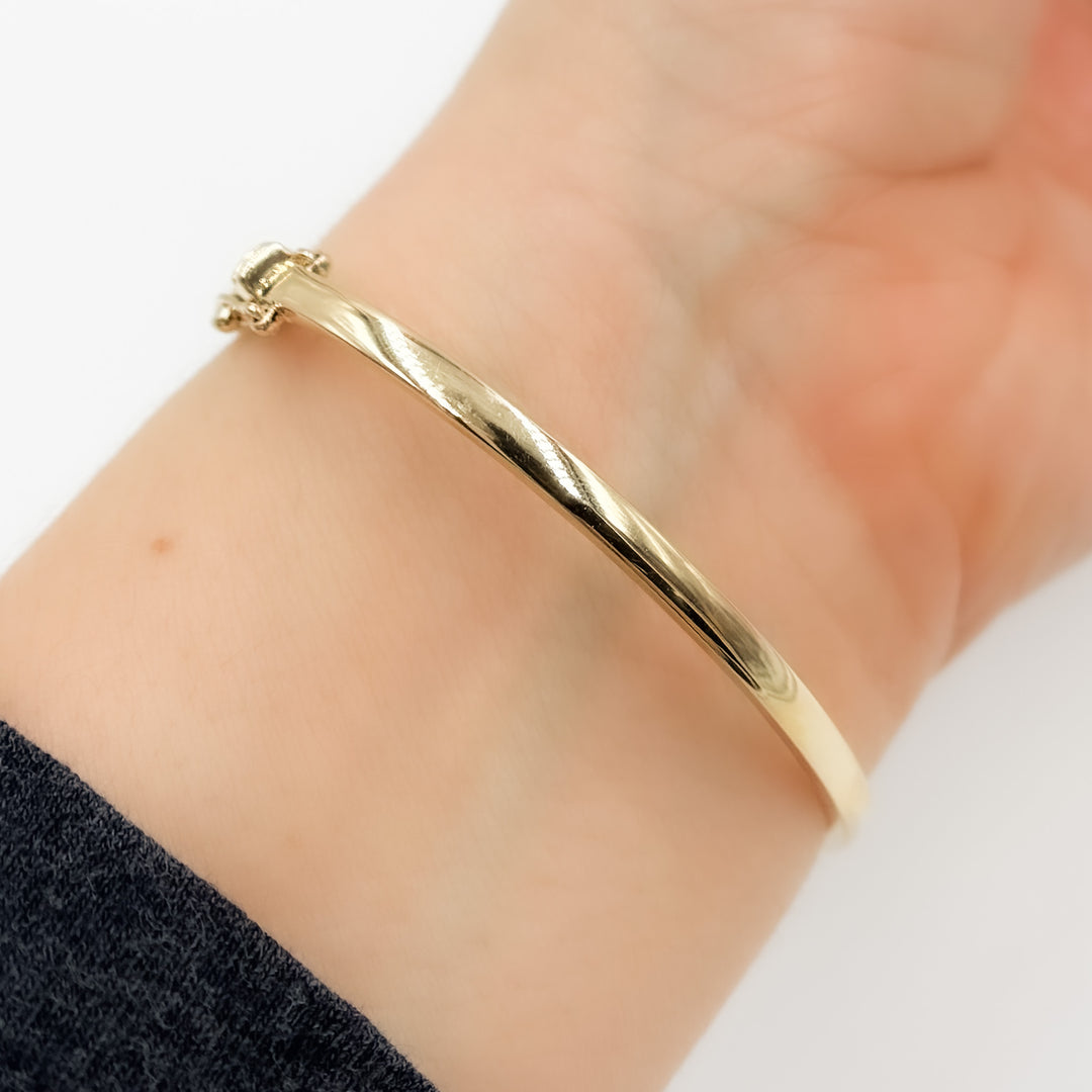 BNH68564TQ. 14K Solid Gold Diamond and Round Turquoise Bangle