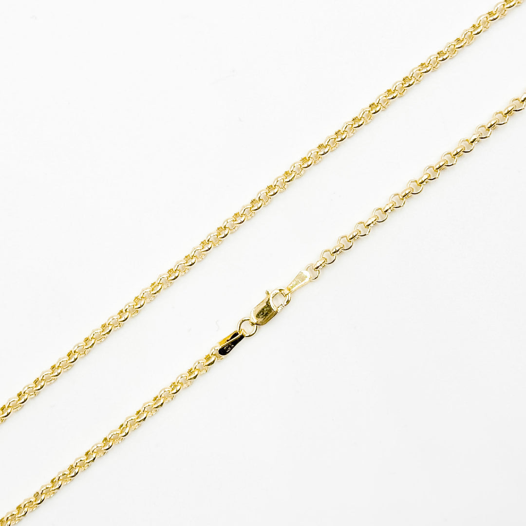 000HVR0344000. 14K Solid Yellow Gold Round Rolo Hollow Chain Necklace