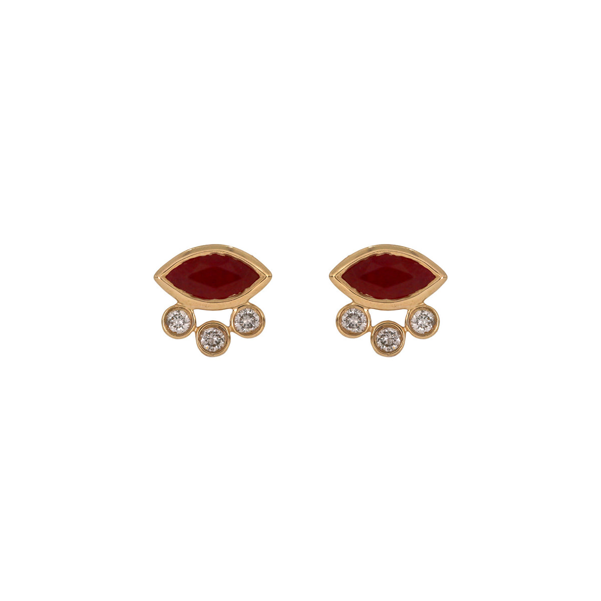 EFB52986. 14K Solid Gold Diamond and Gemstone Fancy Stud Earrings