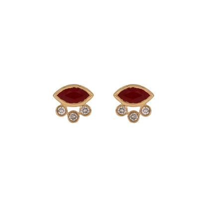 EFB52986. 14K Solid Gold Diamond and Gemstone Fancy Stud Earrings