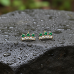 Load image into Gallery viewer, EFB53898. 14K Solid Gold Diamond and Turquoise Fancy Stud Earrings