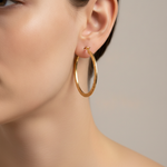 Load image into Gallery viewer, GER123. 14K Solid Gold Hollow Hoop with Engraving