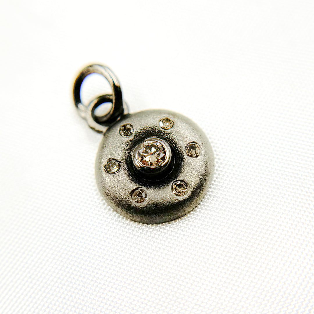 DC345. Diamond Sterling Silver Round Charm