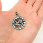 Load image into Gallery viewer, DSP025. Diamond Sterling Silver Round Flower Pendant with Gemstone
