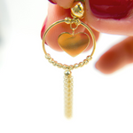 Load image into Gallery viewer, 14K Gold Hoop with Heart and Diamond Cut Ball Earrings. GER109
