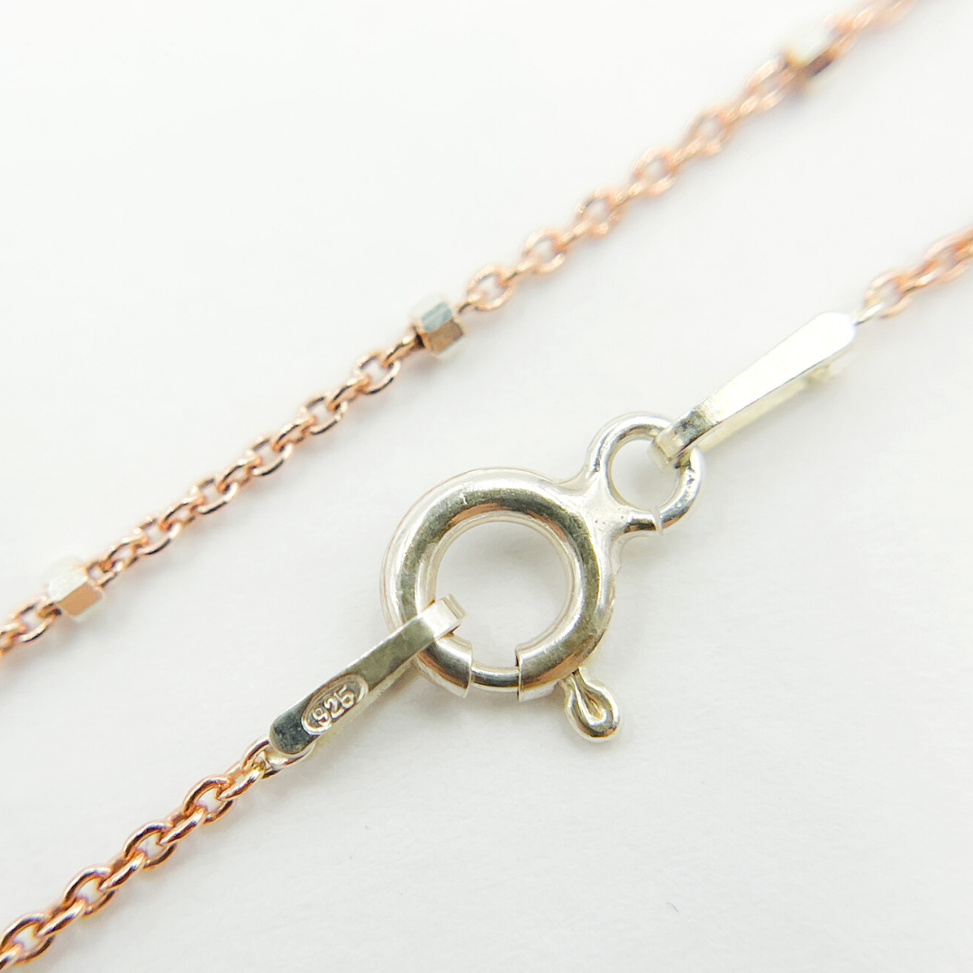 925 Sterling Silver Rose Satellite Chain with Silver Cube. Z36RSNecklace