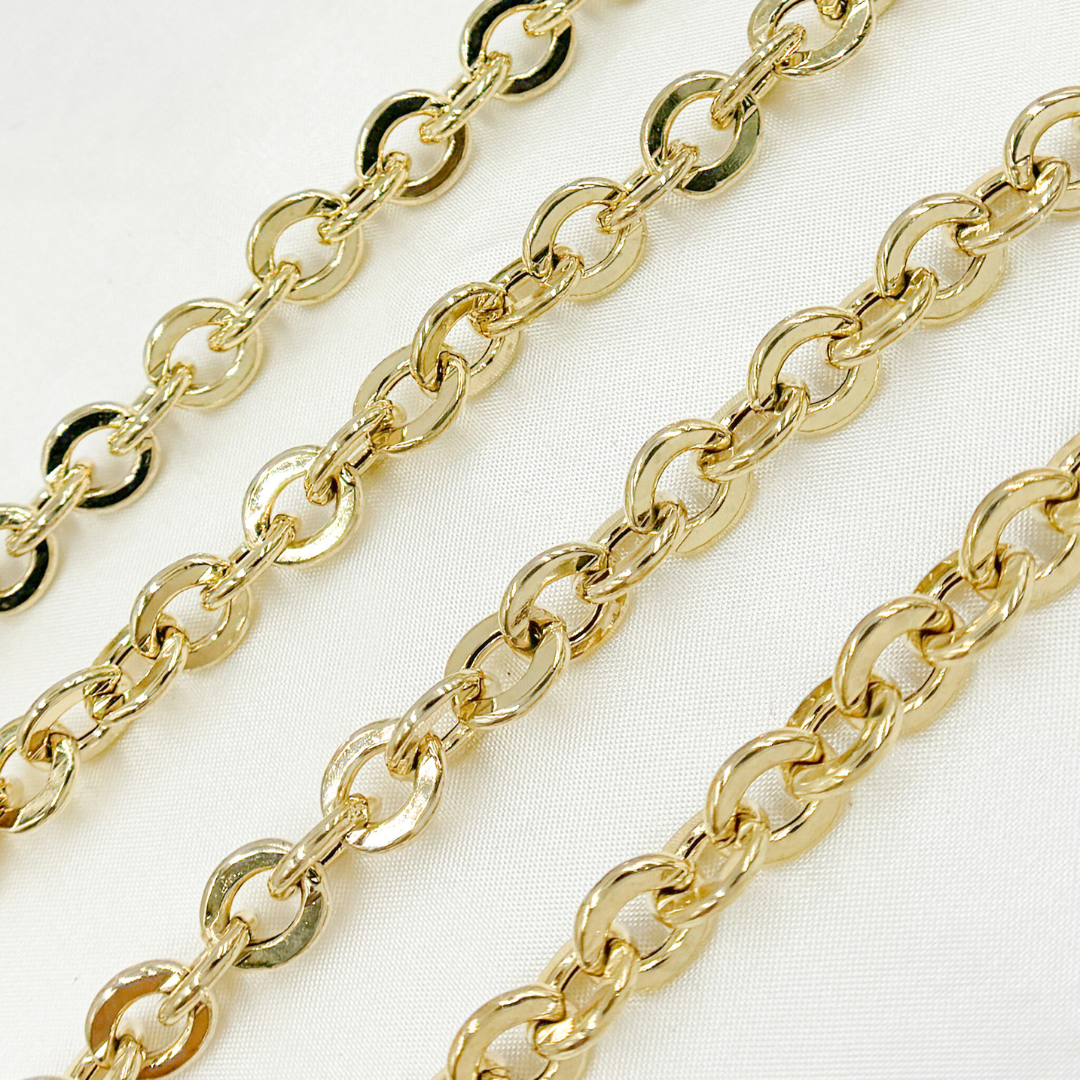 Gold Plated 925 Sterling Silver Hollow Flat Oval Links