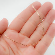 14K Solid Yellow Gold Flat Open Curb Necklace