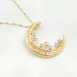 Load image into Gallery viewer, 14k Solid Gold Diamond Moon and Stars Pendant. PFC30877
