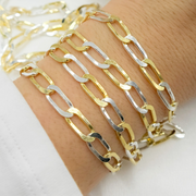 Gold Plated 925 Sterling Silver Flat Paperclip Chain