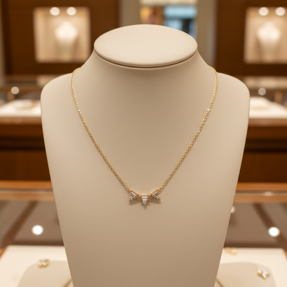 NFD72310. 14K Solid Yellow Gold Baguette Diamond Fancy Necklace