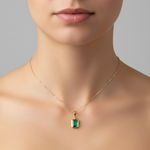 Load image into Gallery viewer, CMZ00366EM7X5. 14K Solid Gold Rectangular-Shaped Emerald Charm