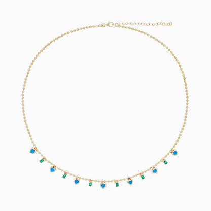 14K Solid Gold Gemstone Necklace
